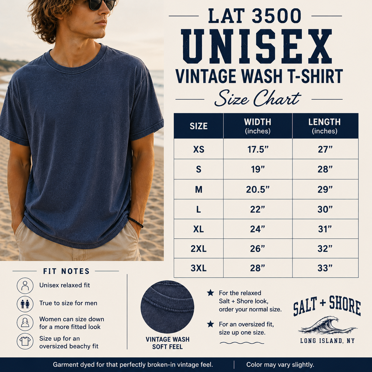 S+S Coastal Collegiate – Premium Vintage Wash - Coastal Sky | Salt + Shore