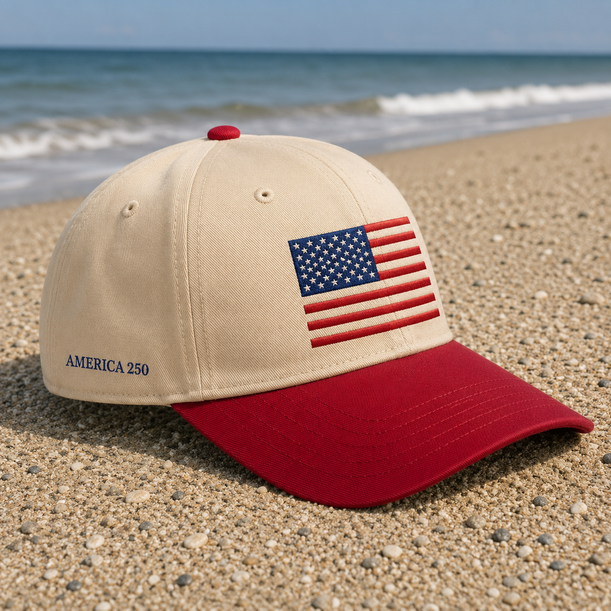 America 250 Embroidered Red/Bone Dad Hat | Salt + Shore