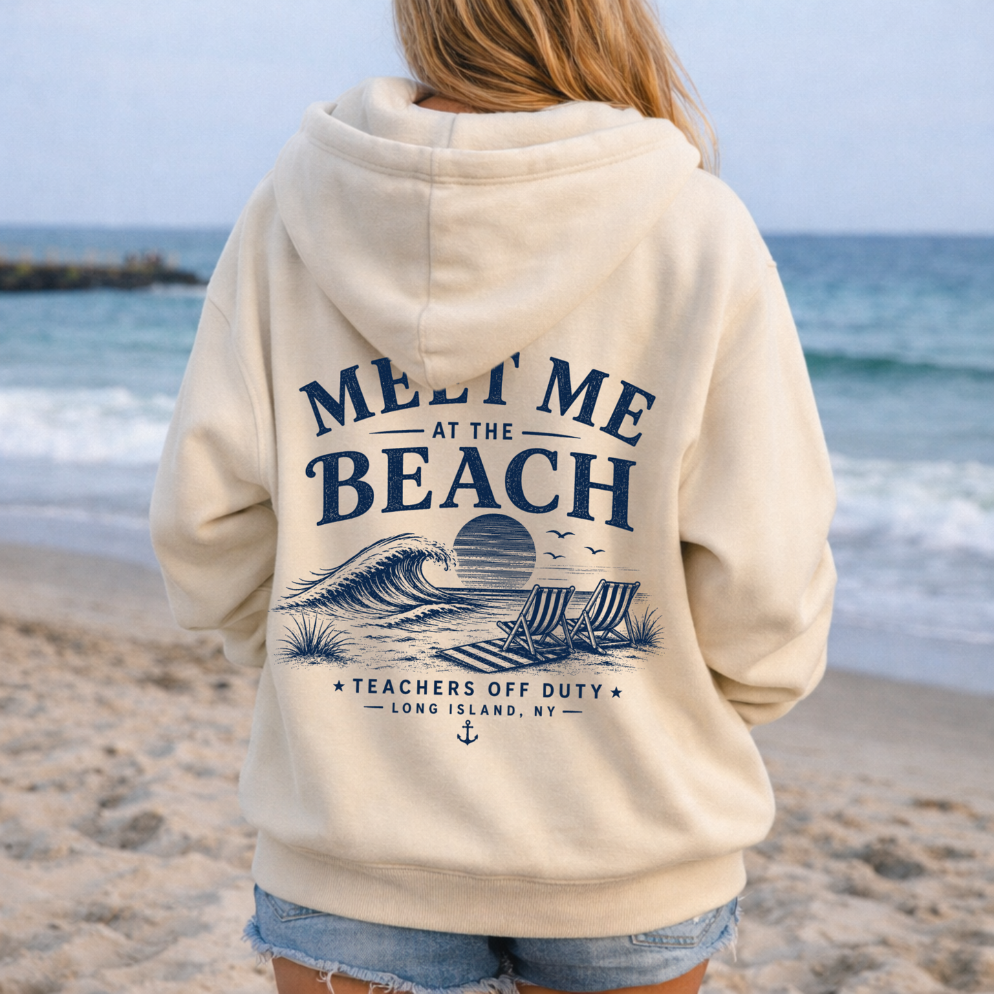 Teachers Off Duty Zip Up Hoodie – Premium Garment-Dyed – Bone | Salt + Shore