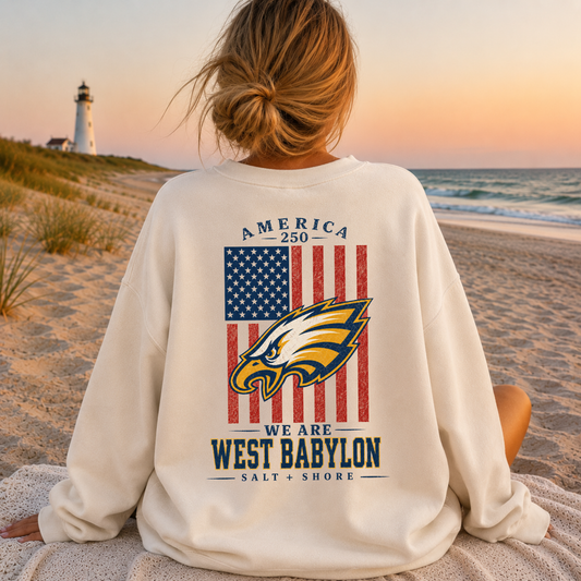 America 250: We Are West Babylon – Premium Garment-Dyed – Bone | West Babylon Cheer | Salt + Shore