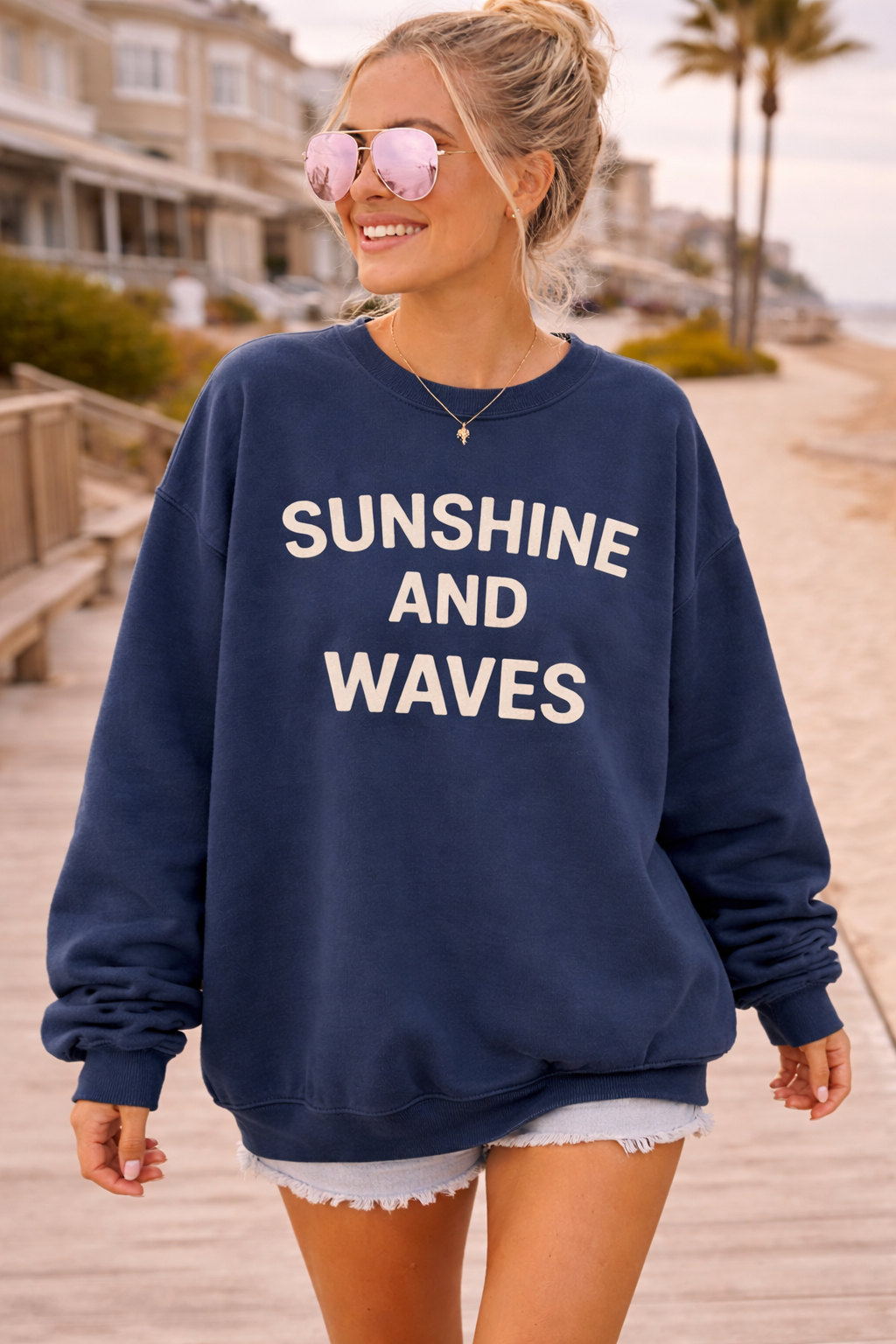 Sunshine and Waves – Premium Garment-Dyed – Washed Navy | Salt + Shore