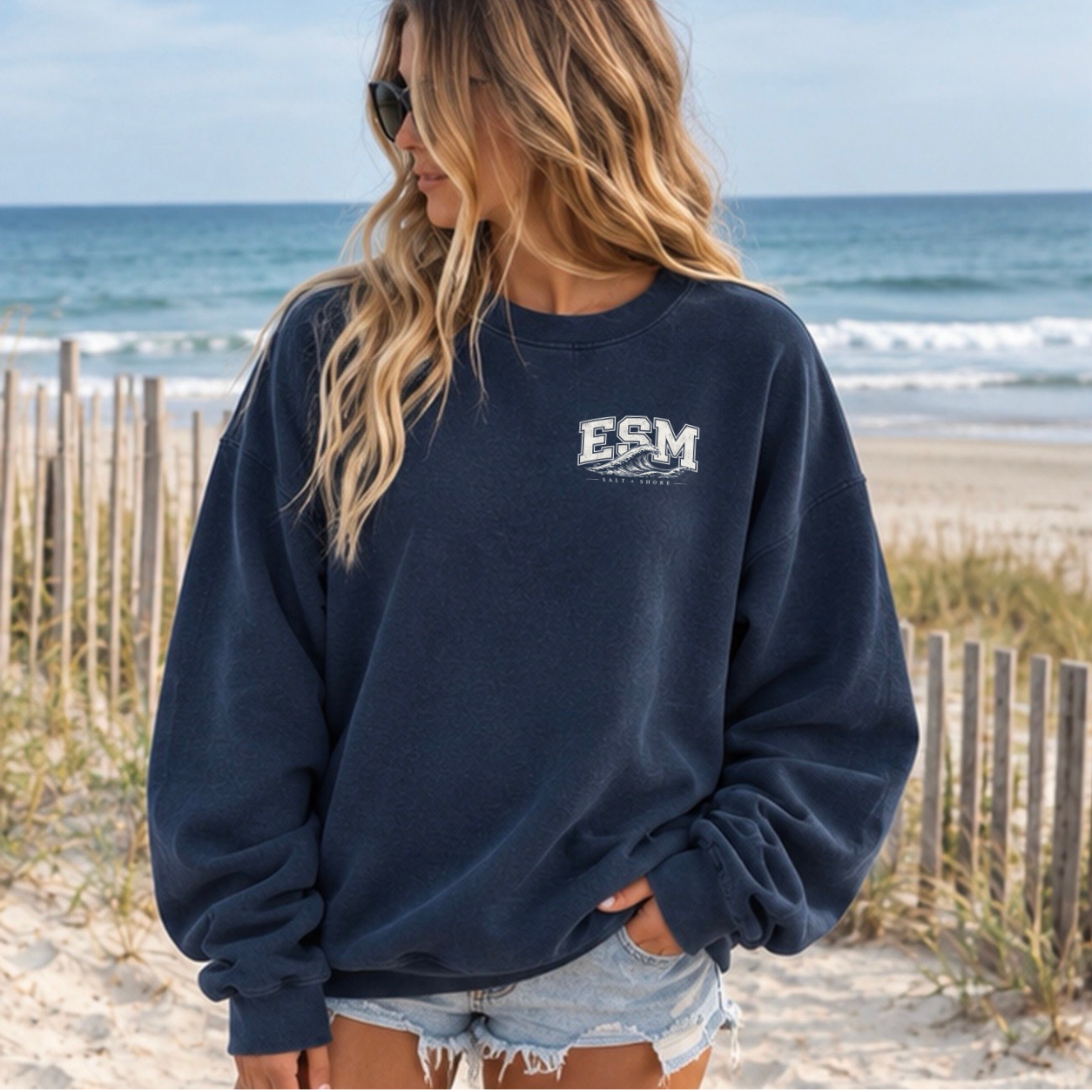 ESM Tide - Premium Garment-Dyed – Washed Navy | ESM Sharks | Salt + Shore