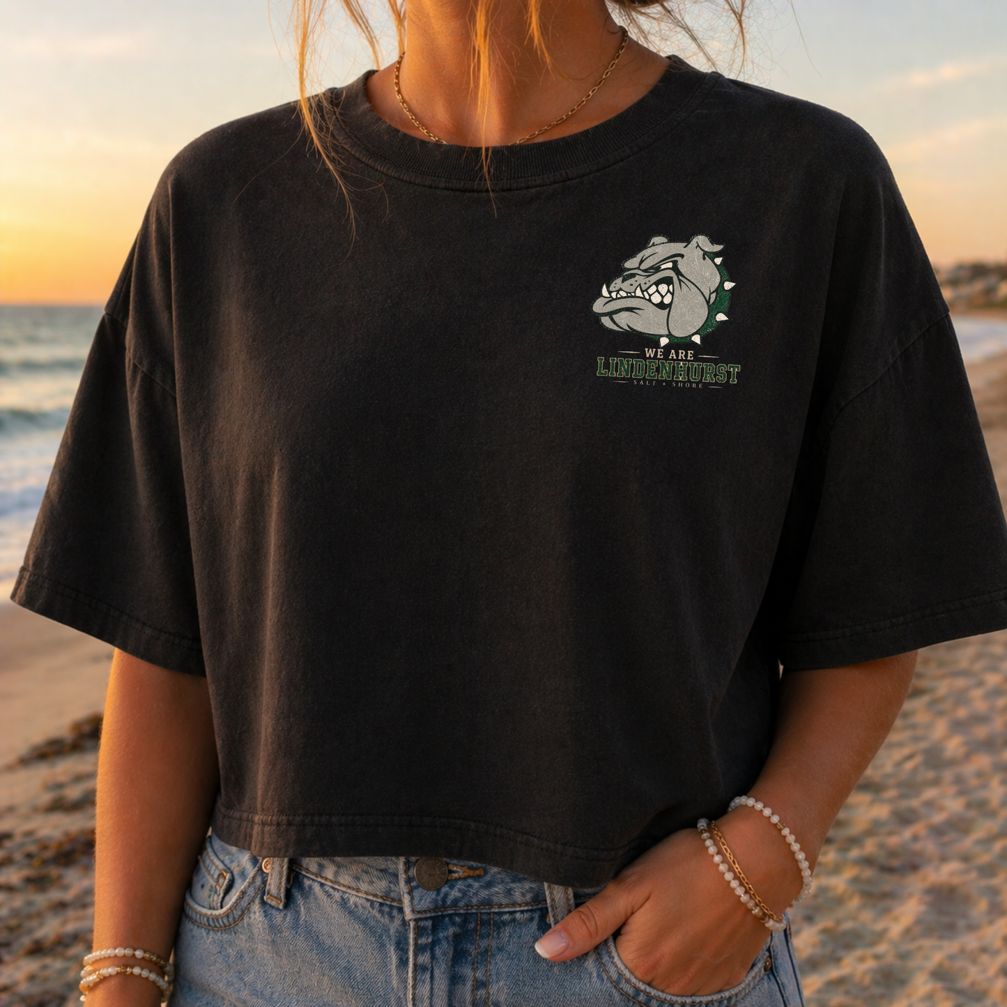 America 250: We Are Lindenhurst – Premium Garment-Dyed – Washed Black | Lindenhurst Cheer | Salt + Shore