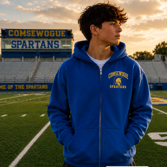 Spartan Varsity – Zip Up – Deep Water | Comsewogue Football | Salt + Shore