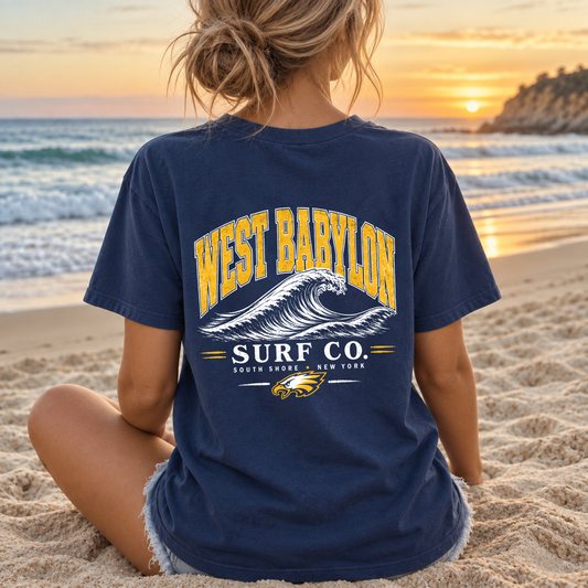 West Babylon Surf Co.  – Premium Garment-Dyed – Washed Navy | West Babylon Cheer | Salt + Shore