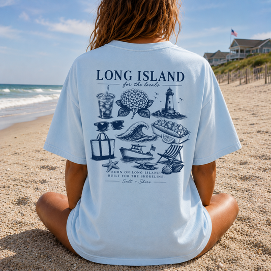 Long Island For The Locals – Premium Garment-Dyed – Coastal Sky | Salt + Shore