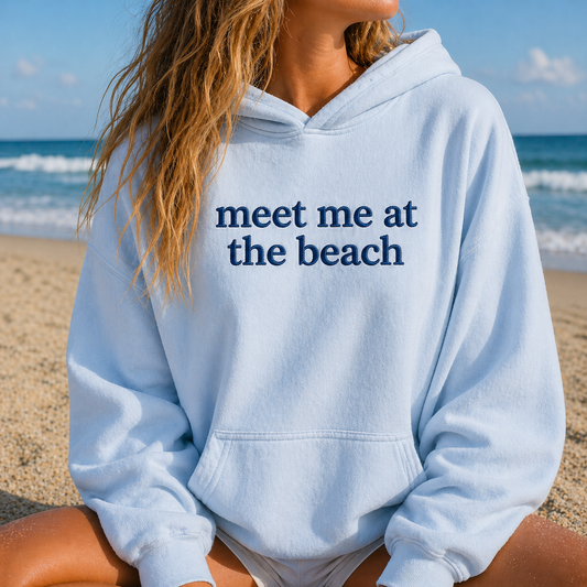 Embroidered Meet Me at the Beach – Premium Garment-Dyed – Coastal Sky | Salt + Shore