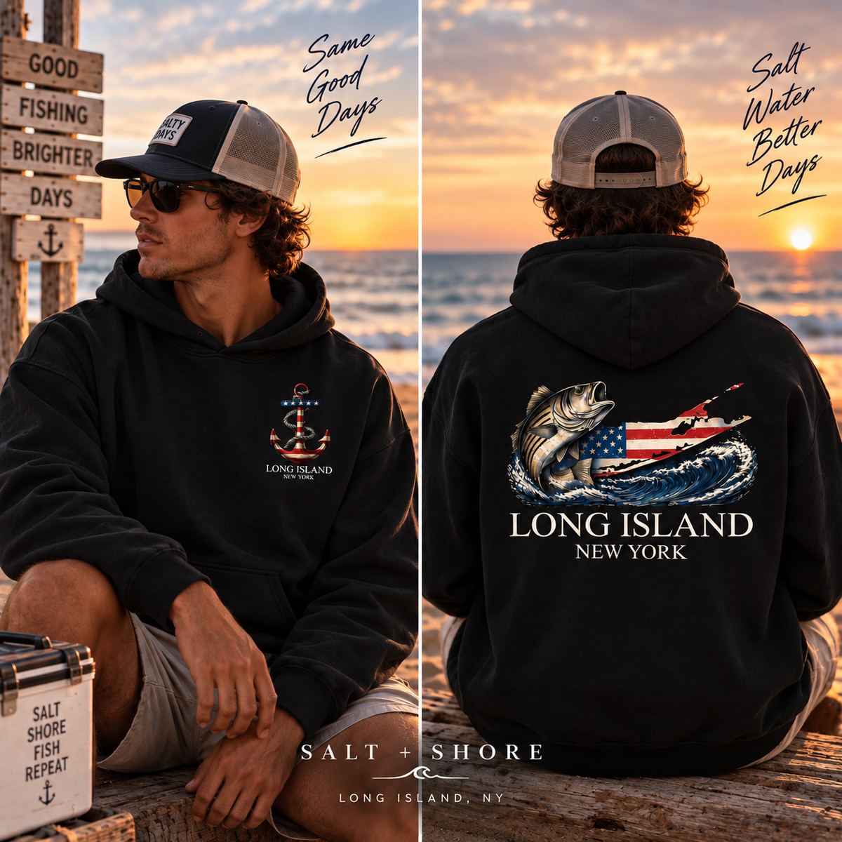 Long Island Striper – Classic Cotton – Black | Salt + Shore