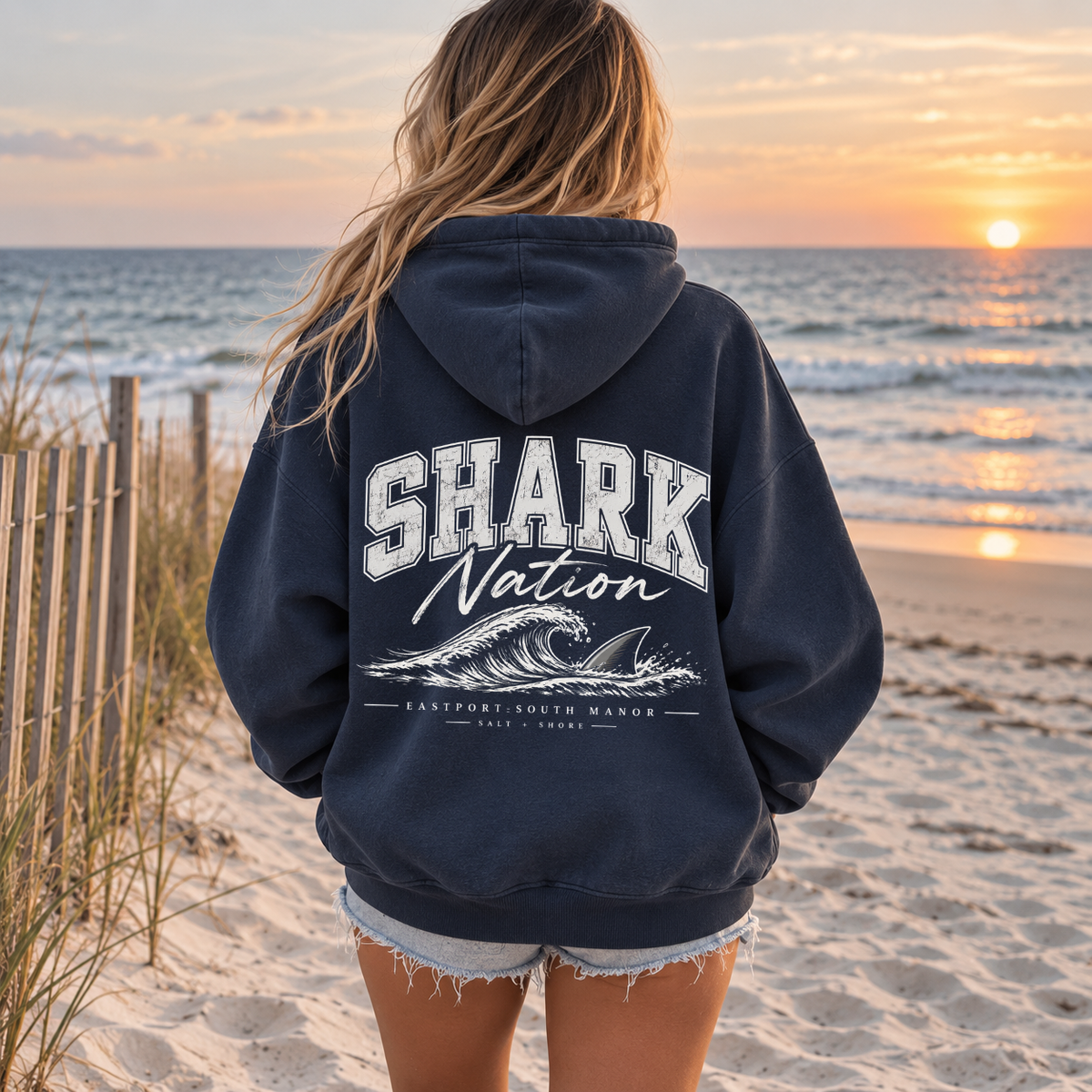 ESM: Shark Nation - Premium Garment-Dyed – Washed Navy | ESM Sharks | Salt + Shore