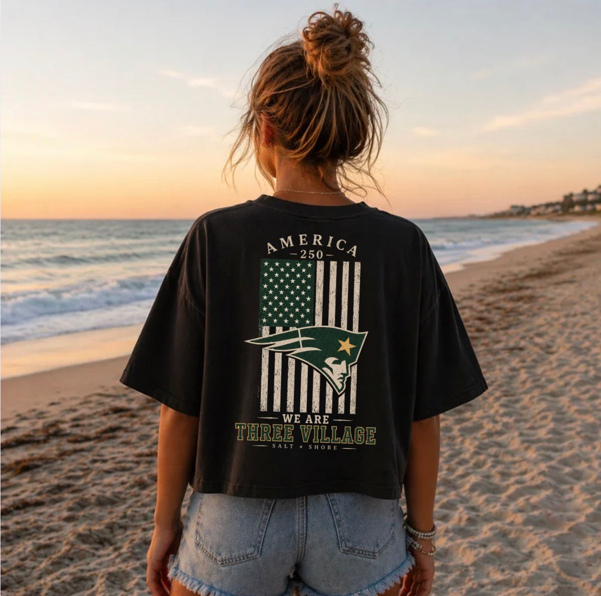 America 250: We Are Three Village – Premium Garment-Dyed – Washed Black | Three Village | Salt + Shore