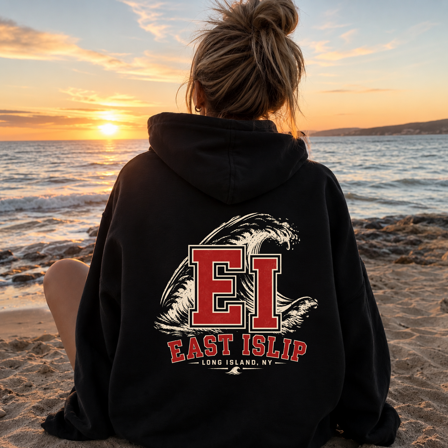 EI Coastal Wave  – Classic Cotton – Black | East Islip | Salt + Shore