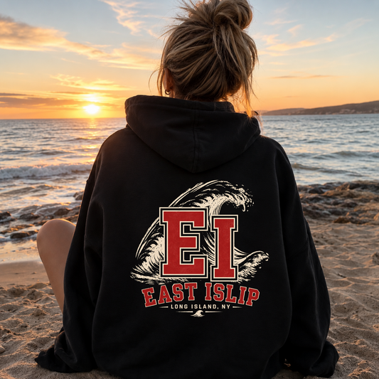 EI Coastal Wave  – Classic Cotton – Black | East Islip | Salt + Shore