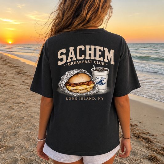 Sachem Breakfast Club – Premium Garment-Dyed – Washed Black | Sachem North Football | Salt + Shore