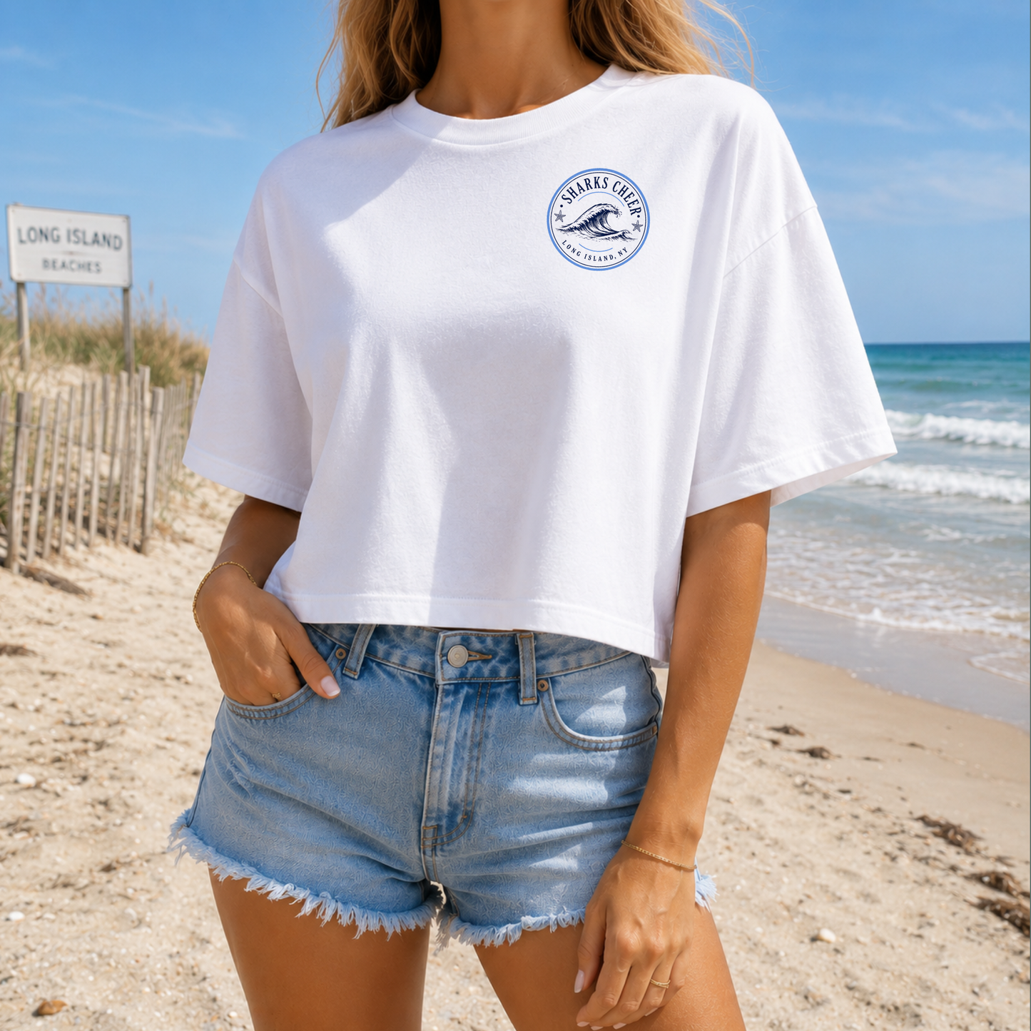 Sharks Cheer: Shoreline Classic – Premium Garment-Dyed – Washed White | Sharks Cheer | Salt + Shore
