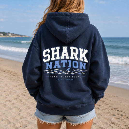 Shark Nation – Premium Garment-Dyed – Washed Navy | Sharks Cheer | Salt + Shore