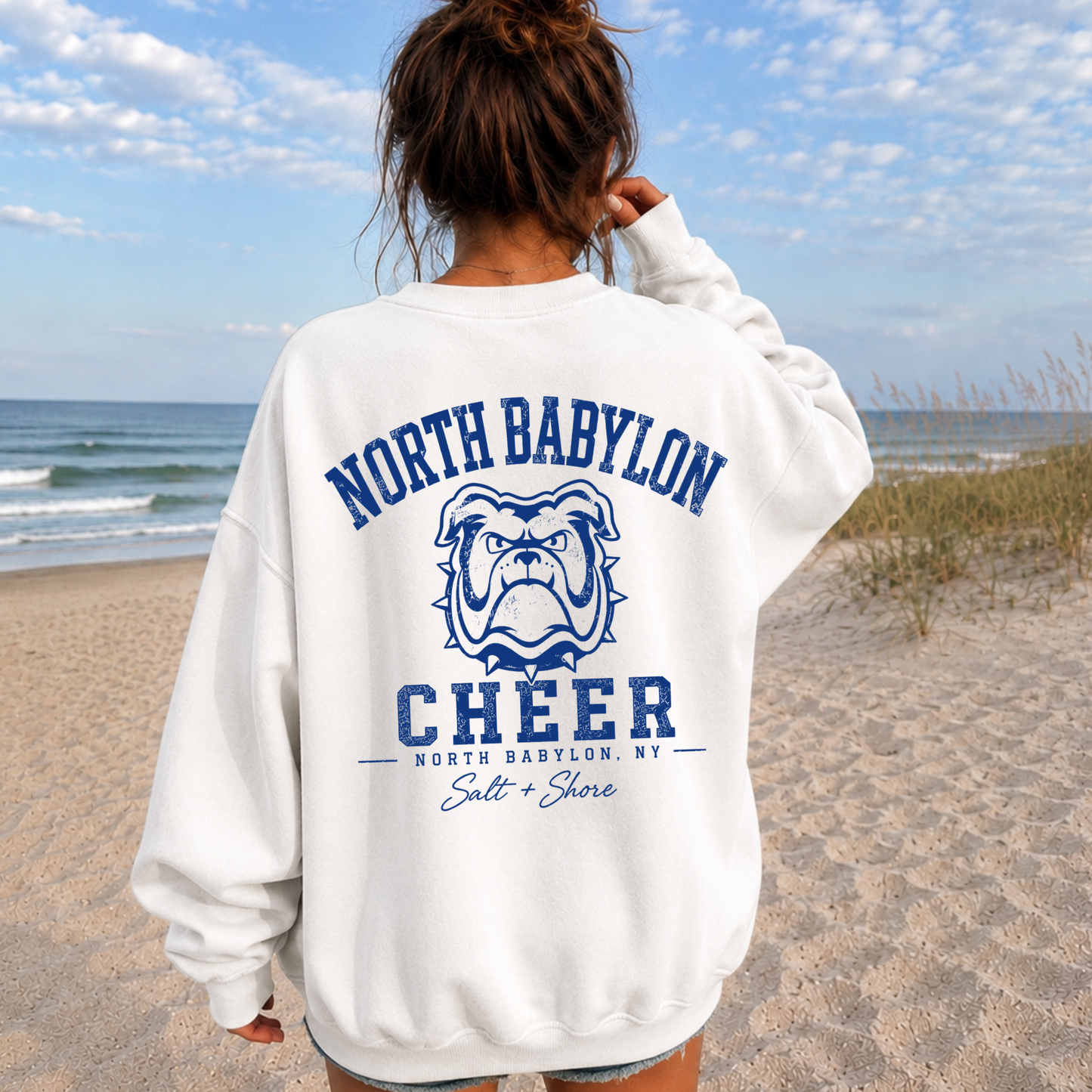 North Babylon Cheer Varsity – Premium Garment-Dyed – Washed White | North Babylon Cheer | Salt + Shore