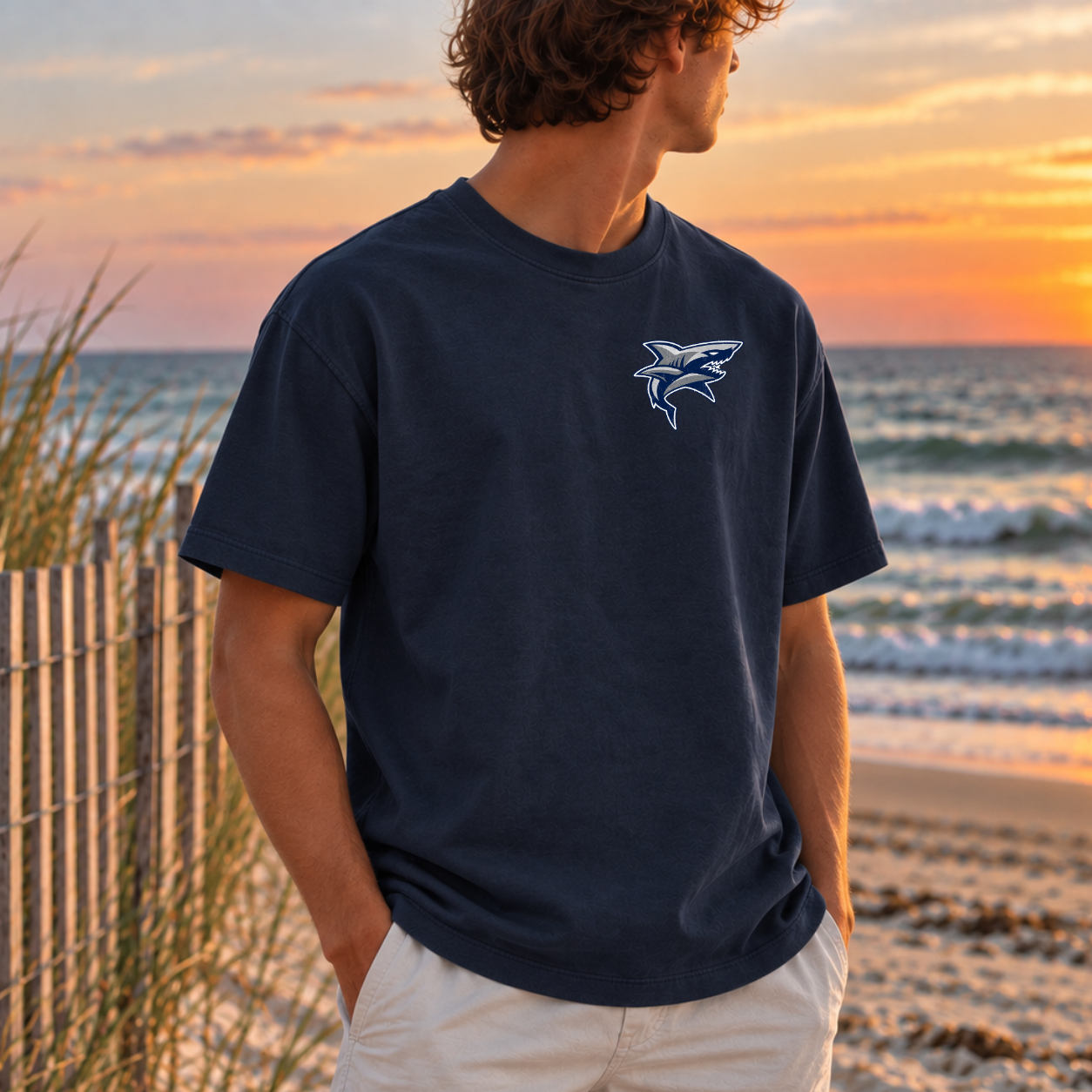 ESM: Two Towns - Premium Garment-Dyed – Washed Navy | ESM Sharks | Salt + Shore