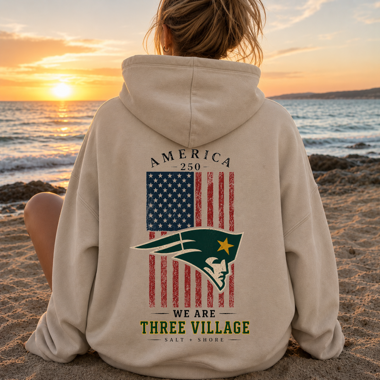 America 250: We Are Three Village – Classic Cotton – Sand | Three Village | Salt + Shore