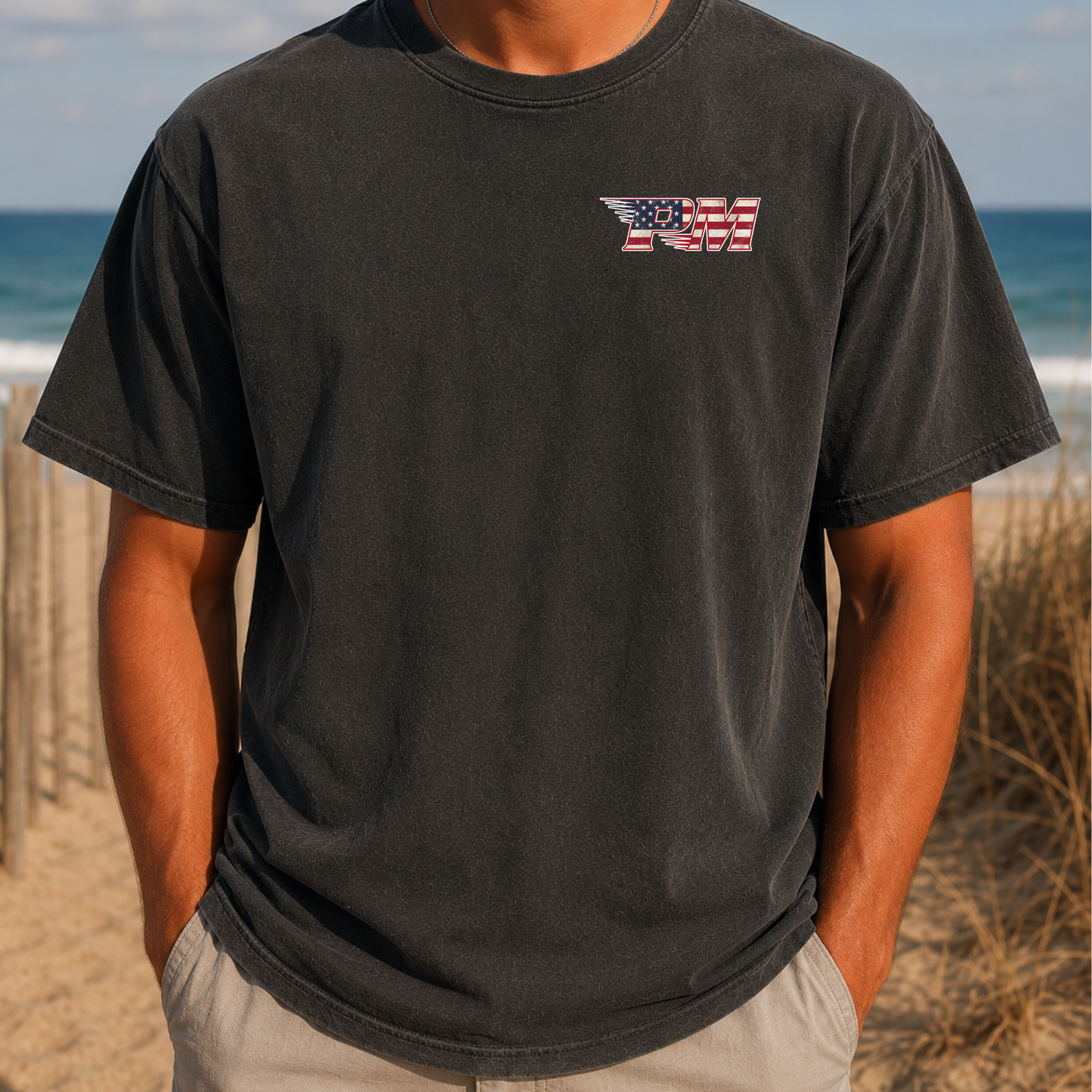 America 250: We Are Pat-Med – Premium Garment-Dyed – Washed Black | PM Cheer | Salt + Shore
