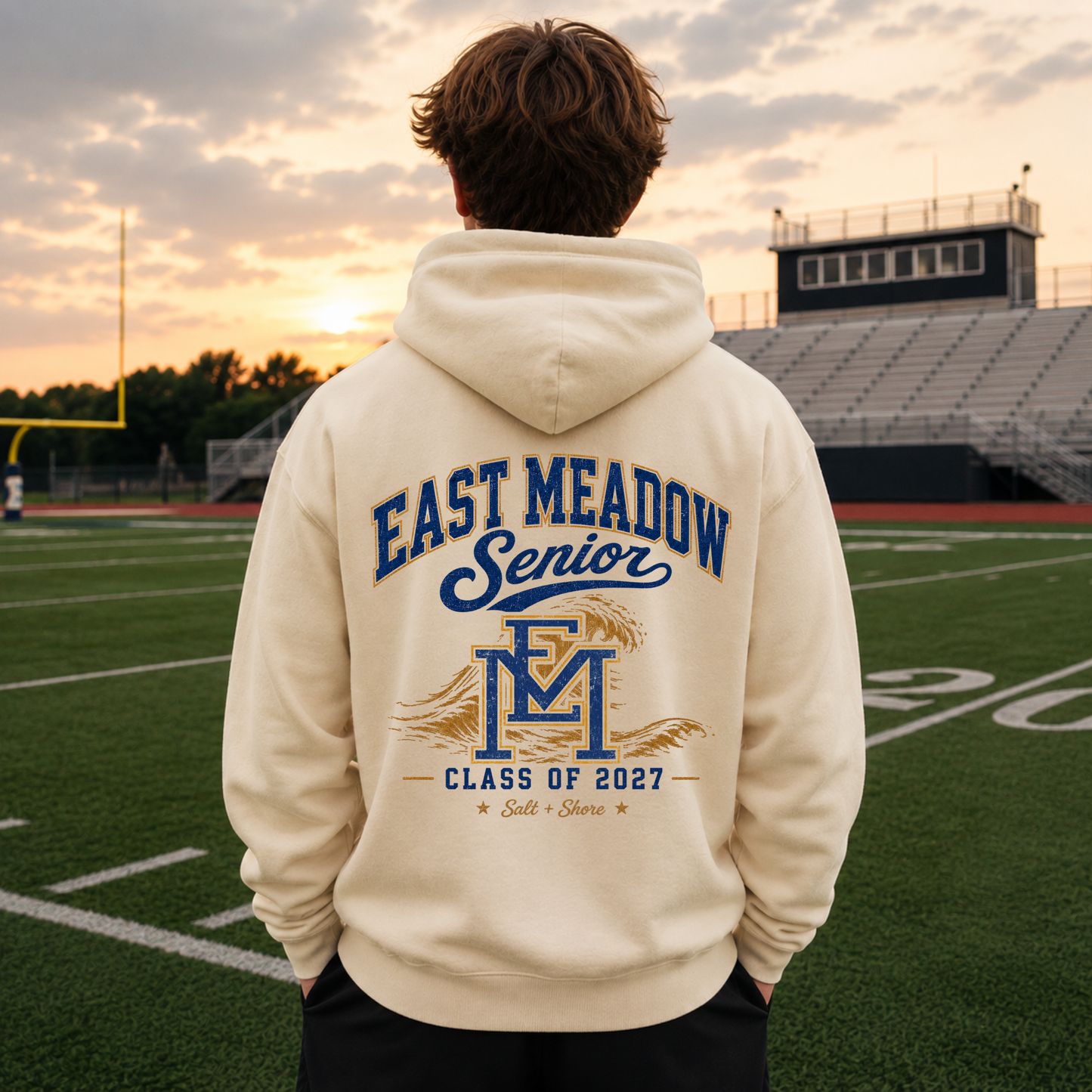 East Meadow Senior ‘27 – Premium Garment-Dyed – Bone | East Meadow Football | Salt + Shore