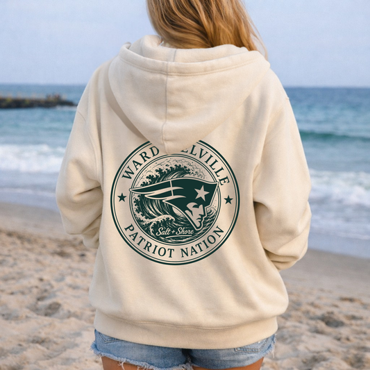 Ward Melville: Patriot Tide Full Zip Up Hoodie – Premium Garment-Dyed – Bone | Ward Melville Cheer | Salt + Shore