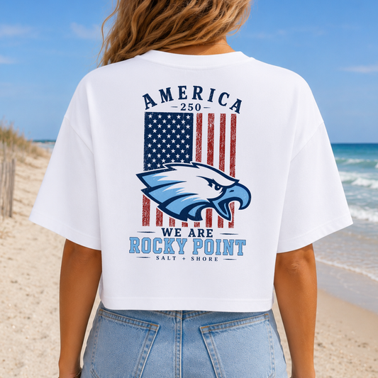 America 250: We Are Rocky Point – Premium Garment-Dyed – Washed White | Rocky Point Cheer | Salt + Shore