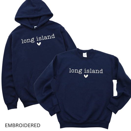 Embroidered Long Island Heart – Classic Cotton – Navy | Salt + Shore