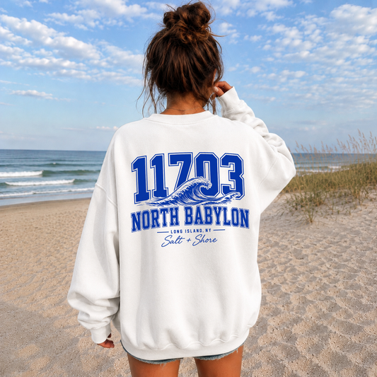 North Babylon 11703 Wave – Premium Garment-Dyed – Washed White | North Babylon Cheer | Salt + Shore