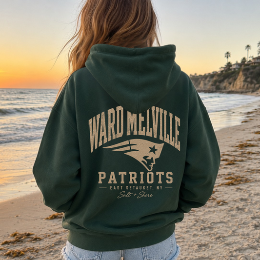 Ward Melville Varsity Full Zip Up Hoodie – Premium Garment-Dyed – Coastal Pine | Ward Melville Cheer |Salt + Shore