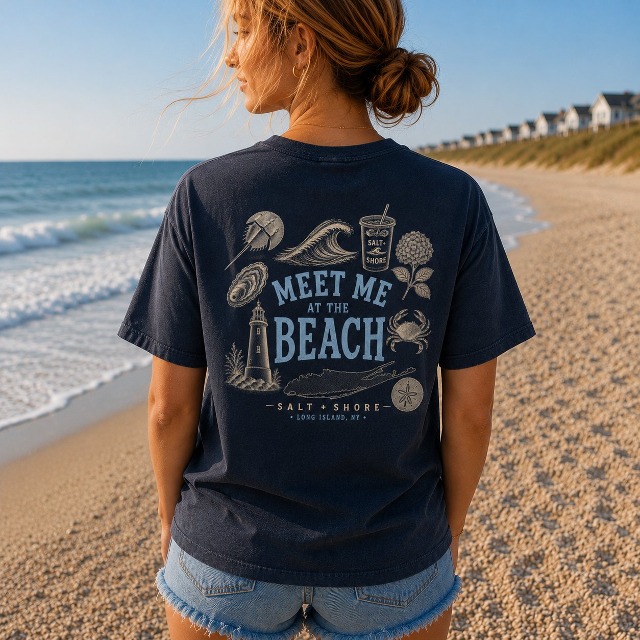 Long Island Beach List – Premium Garment-Dyed – Washed Navy | Salt + Shore