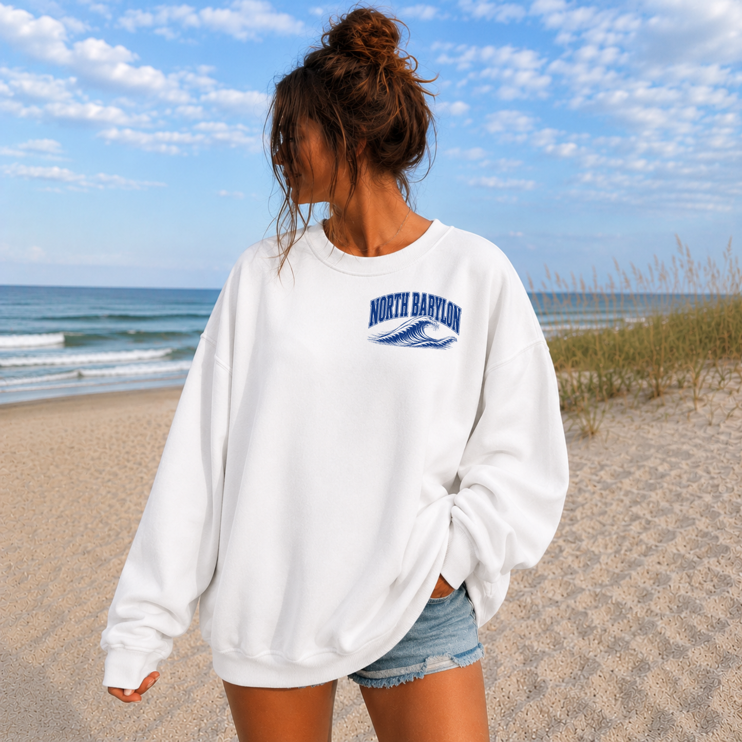 North Babylon Surf Co. – Premium Garment-Dyed – Washed White | North Babylon Cheer | Salt + Shore