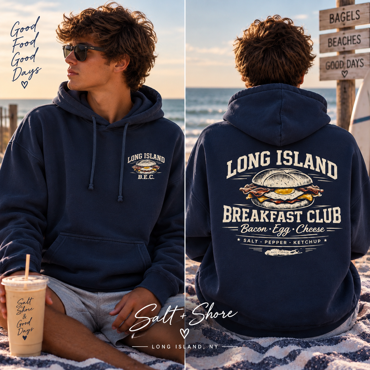 The Long Island Breakfast Club – Premium Garment-Dyed – Washed Navy | Salt + Shore
