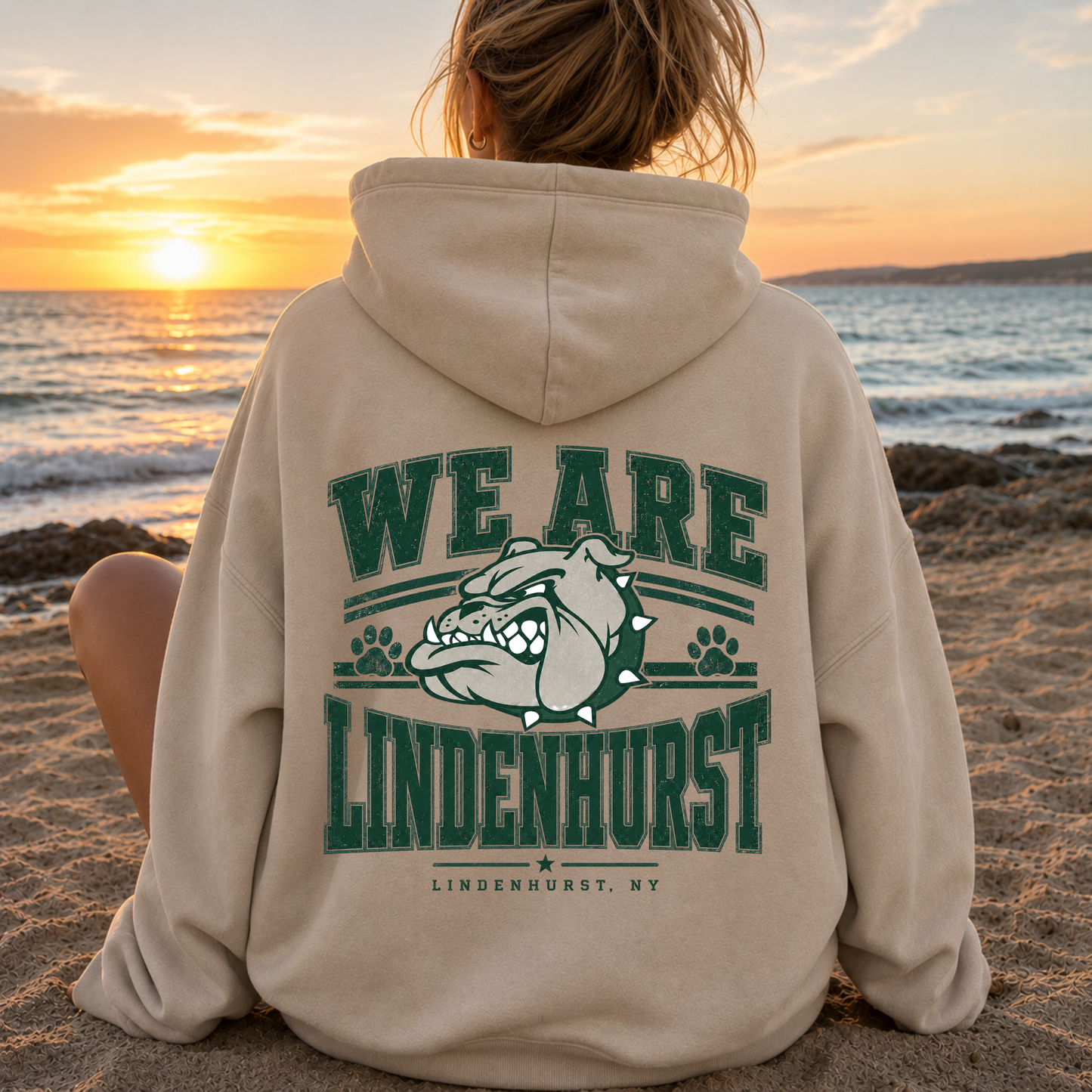 We Are Lindenhurst  – Classic Cotton – Sand | Lindenhurst Cheer | Salt + Shore