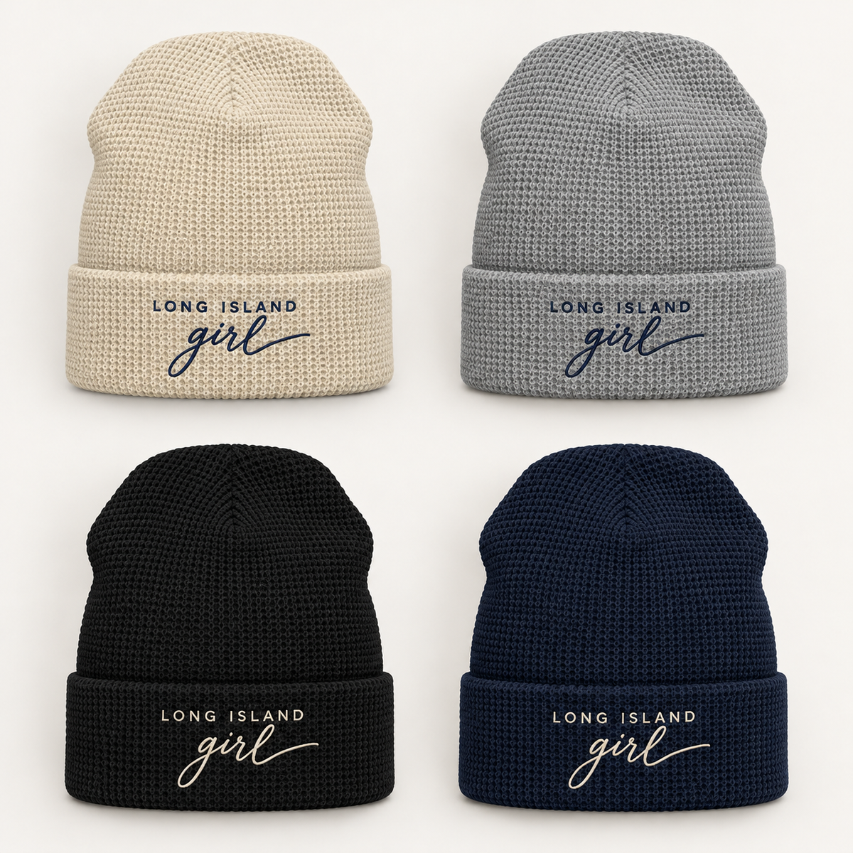 Long Island Girl Embroidered Waffle Beanie | Salt + Shore