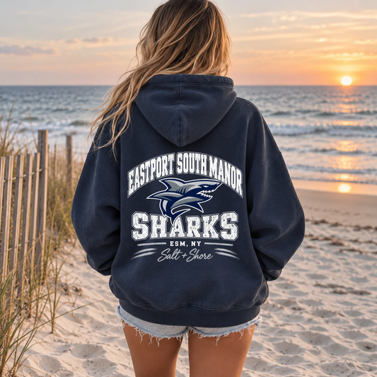 ESM Sharks Varsity - Premium Garment-Dyed – Washed Navy | ESM Sharks | Salt + Shore