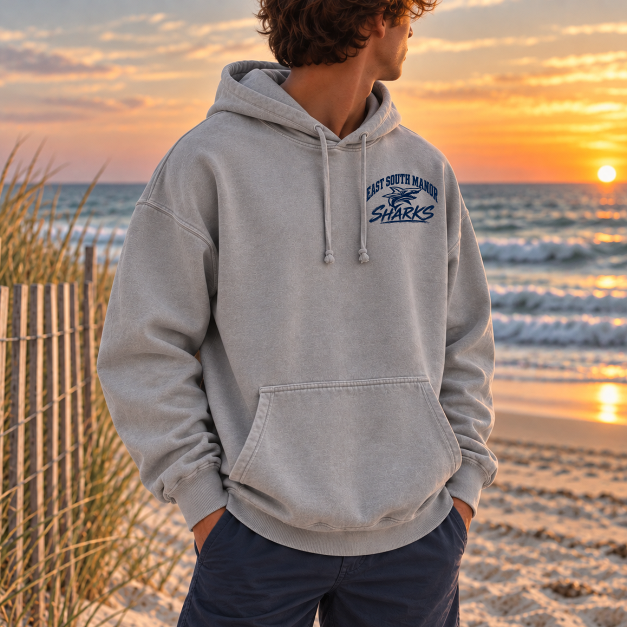 ESM Shoreline Sharks - Premium Garment-Dyed – Washed Gray | ESM Sharks | Salt + Shore