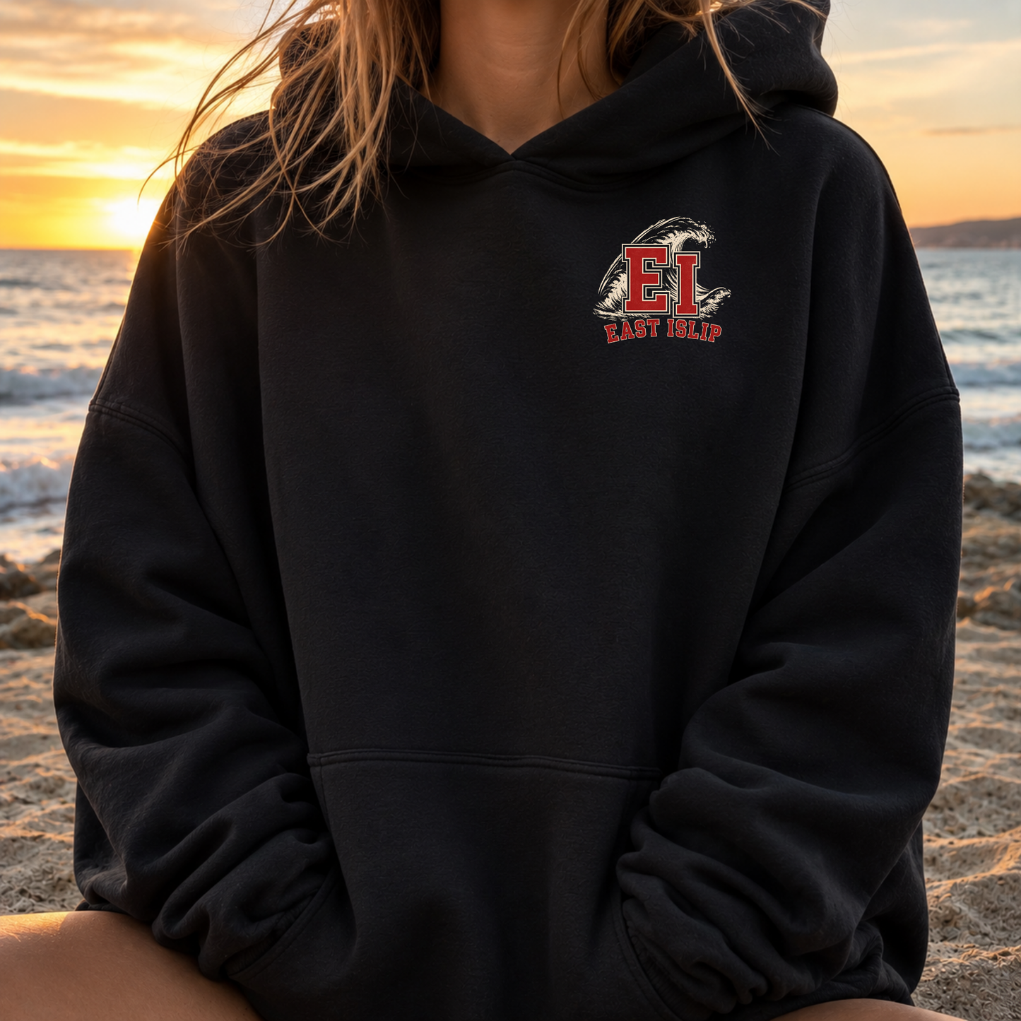 EI Coastal Wave  – Classic Cotton – Black | East Islip | Salt + Shore