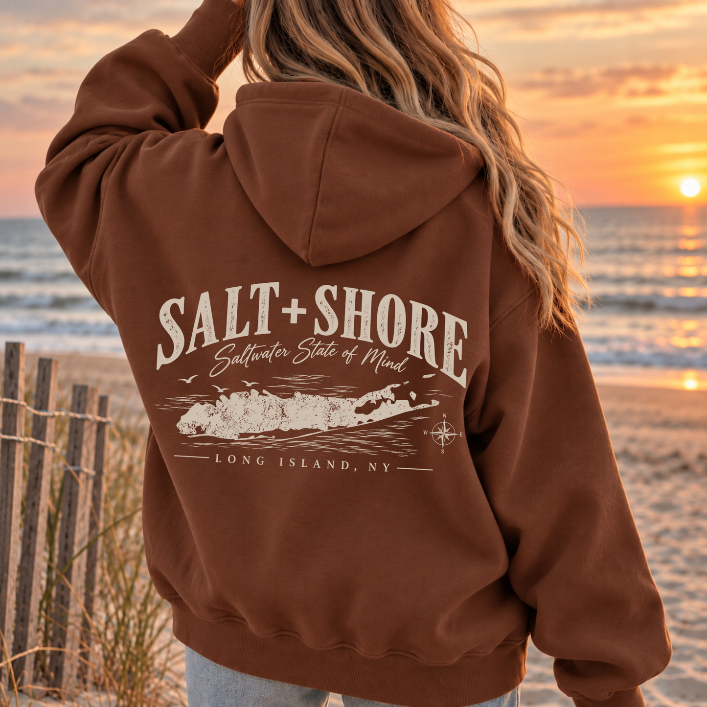 The Long Island Coastline Hoodie  – Premium Garment-Dyed – Beachwood | Salt + Shore