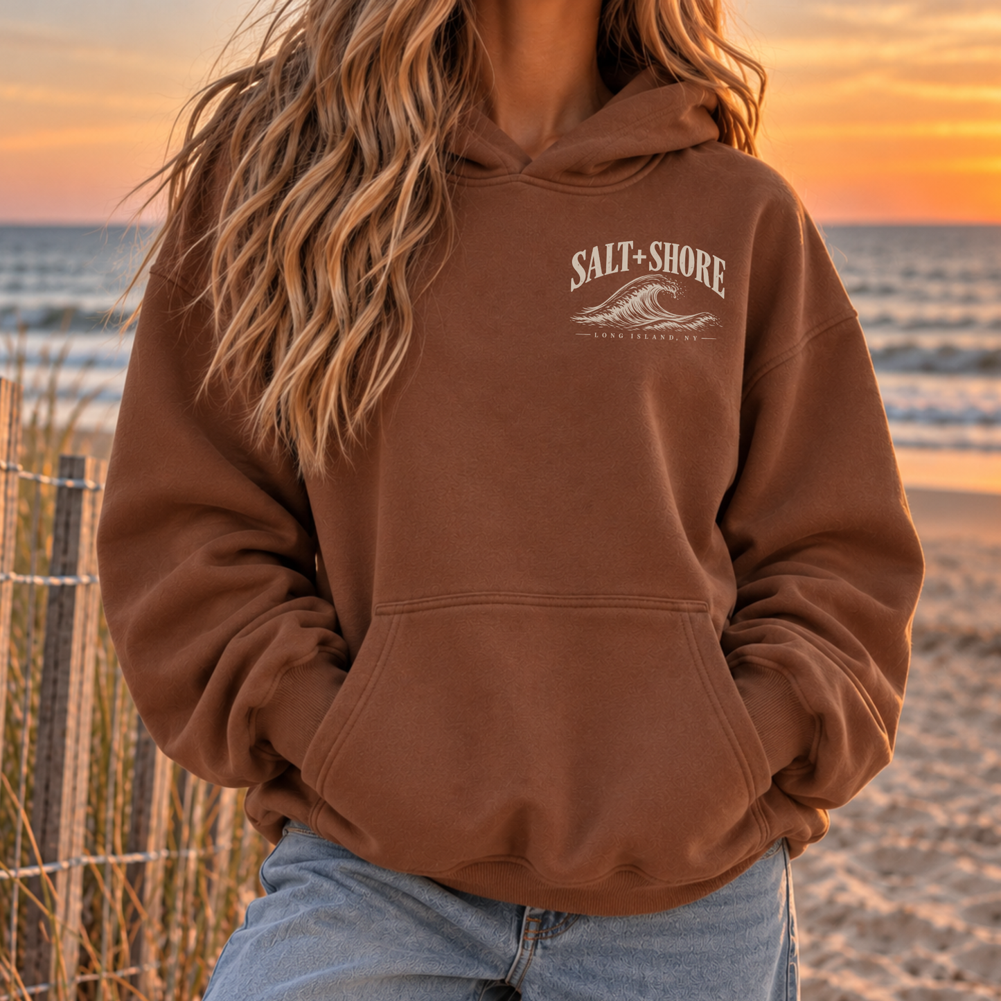 The Long Island Coastline Hoodie  – Premium Garment-Dyed – Beachwood | Salt + Shore