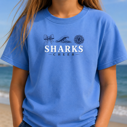 Sharks Cheer: Seas the Moment – Classic Cotton – Carolina Blue | Sharks Cheer | Salt + Shore