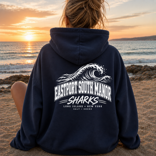 ESM: Shark Break – Classic Cotton – Navy | ESM Sharks | Salt + Shore