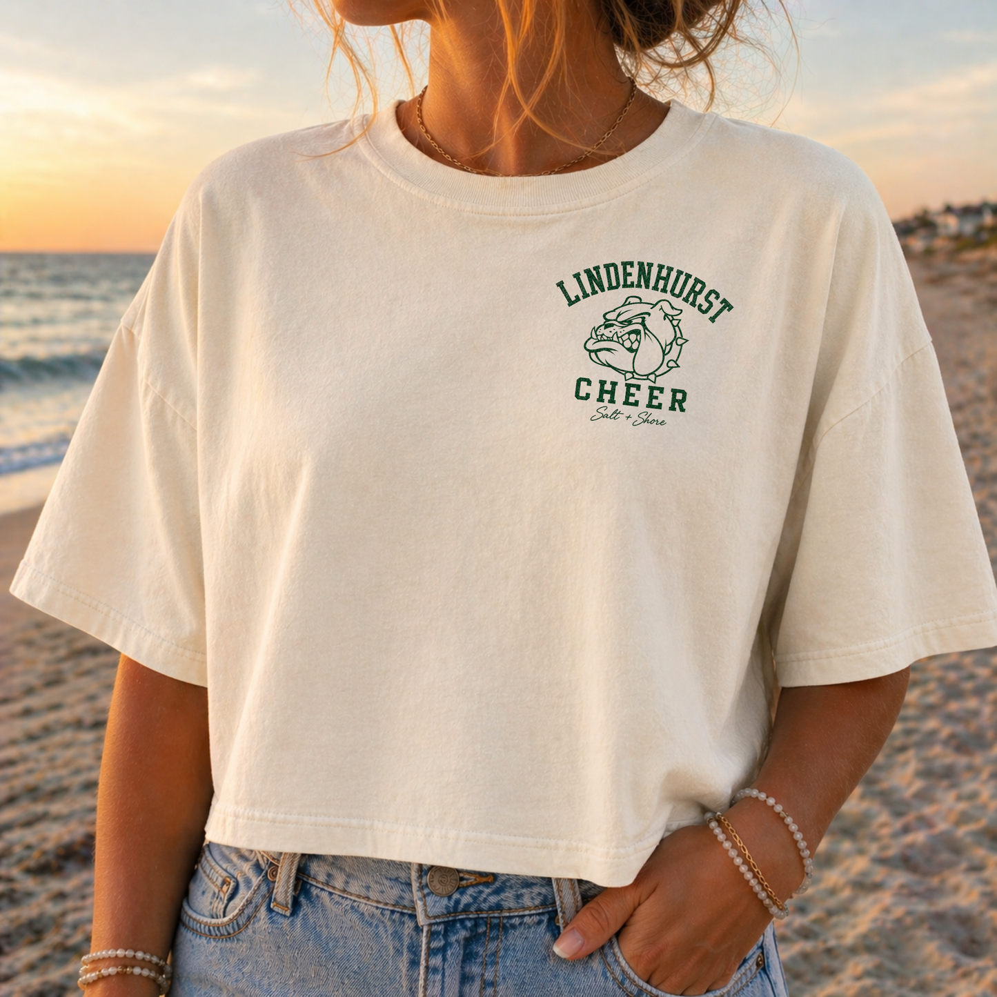 Lindenhurst Bulldogs Cheer – Premium Garment-Dyed – Bone | Lindenhurst Cheer | Salt + Shore