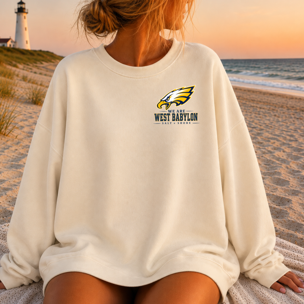 America 250: We Are West Babylon – Premium Garment-Dyed – Bone | West Babylon Cheer | Salt + Shore