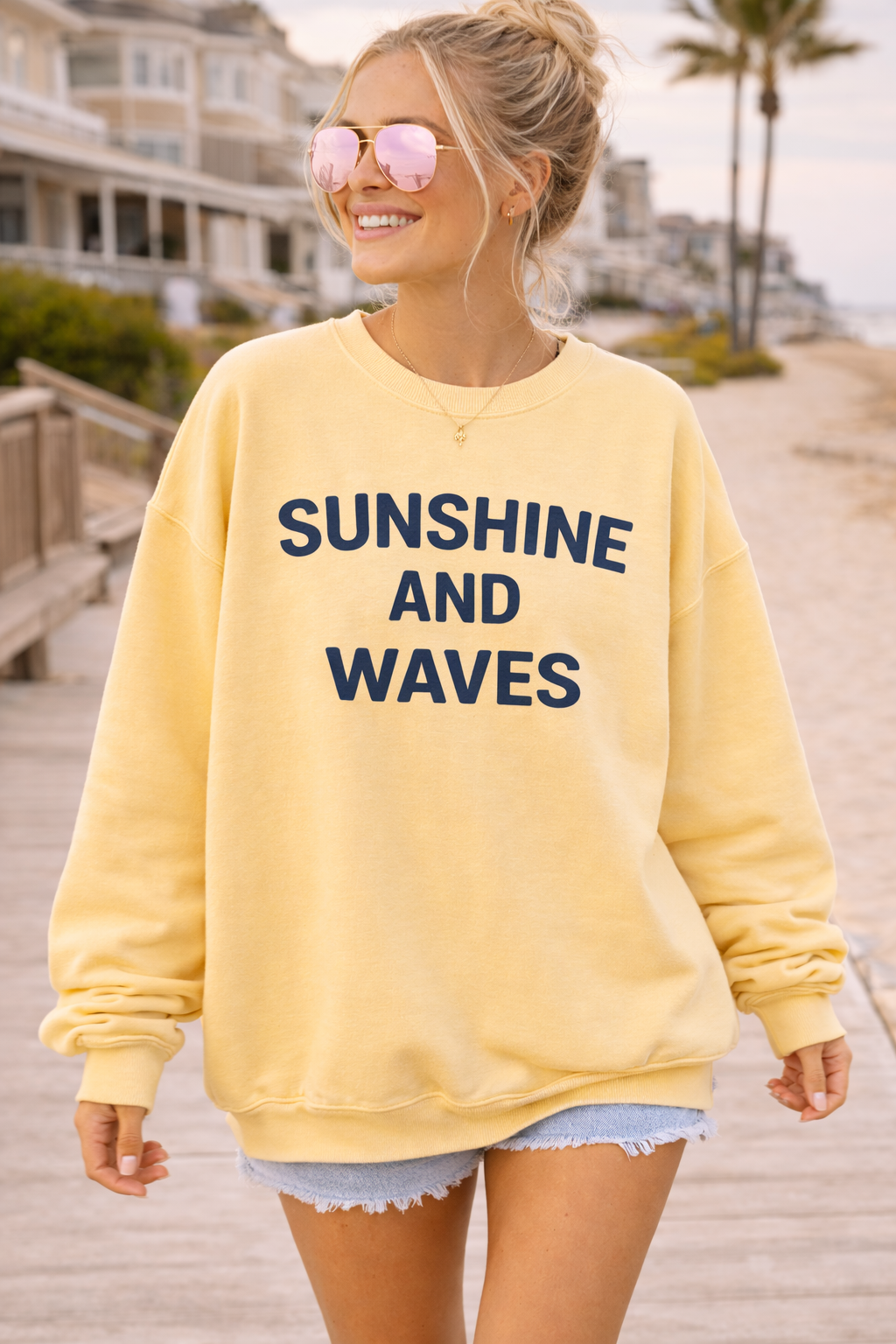 Sunshine and Waves – Premium Garment-Dyed – Sunwashed Butter | Salt + Shore
