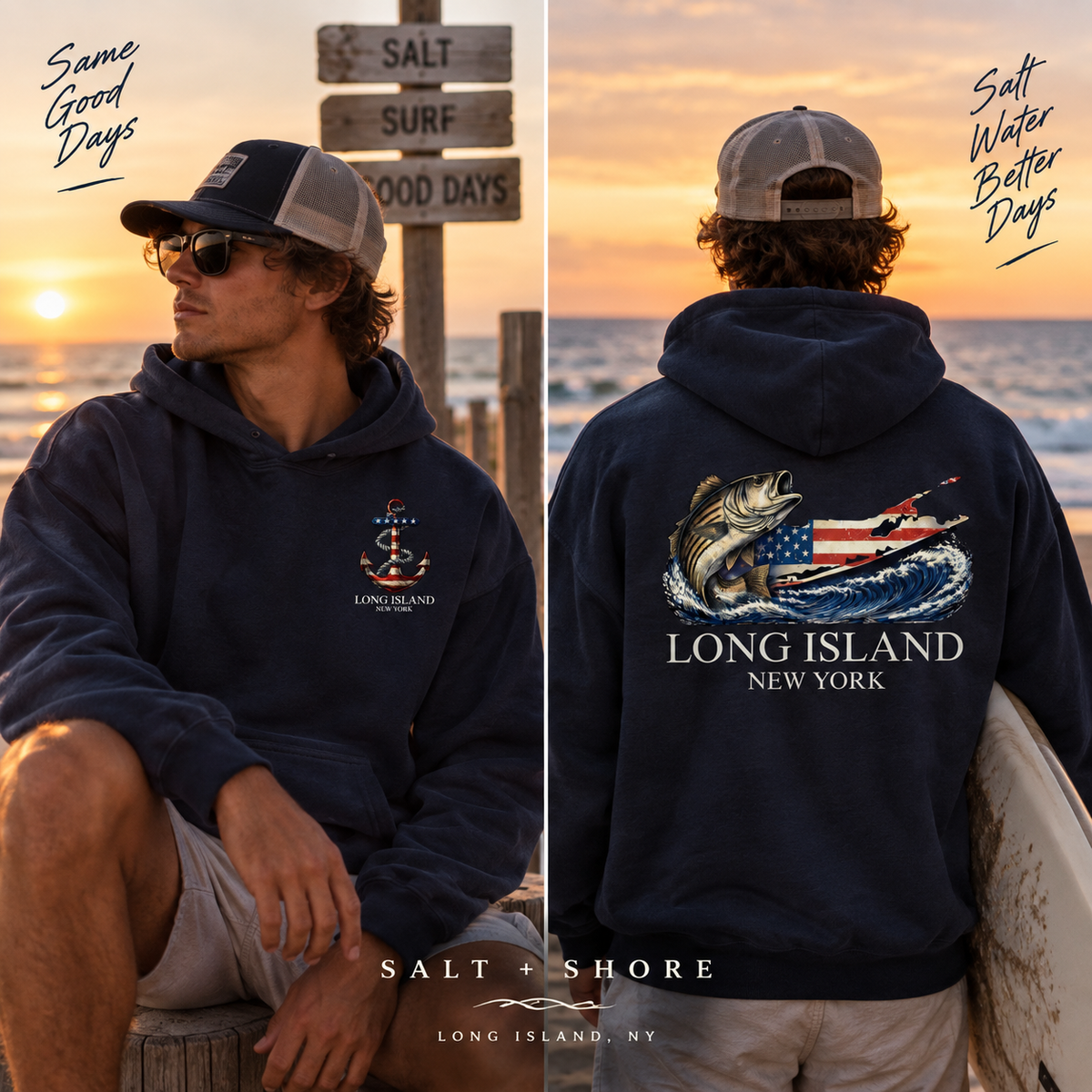 Long Island Striper – Classic Cotton – Navy | Salt + Shore