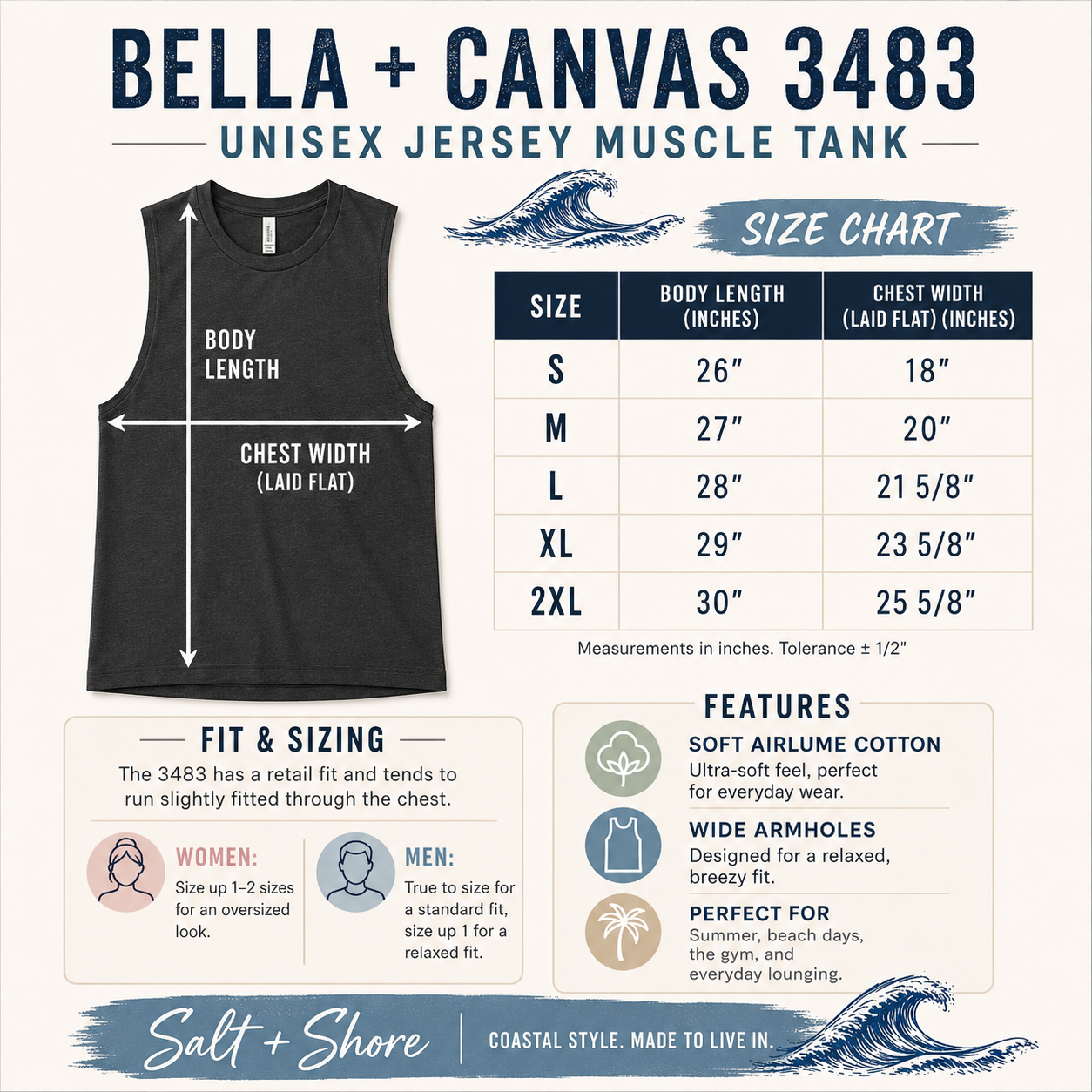 Heavy Tides Muscle Shirt – Black | Salt + Shore