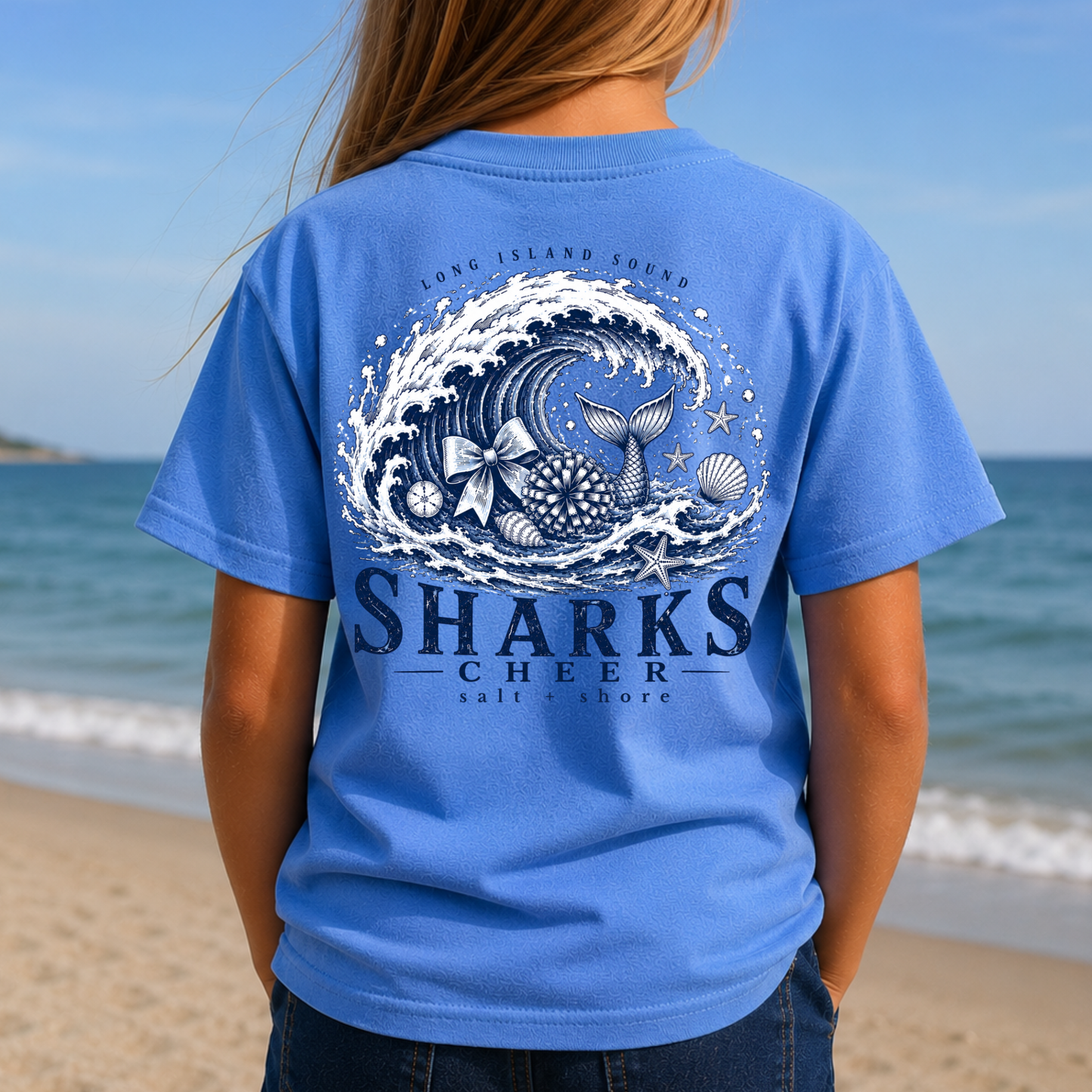 Sharks Cheer: Seas the Moment – Classic Cotton – Carolina Blue | Sharks Cheer | Salt + Shore