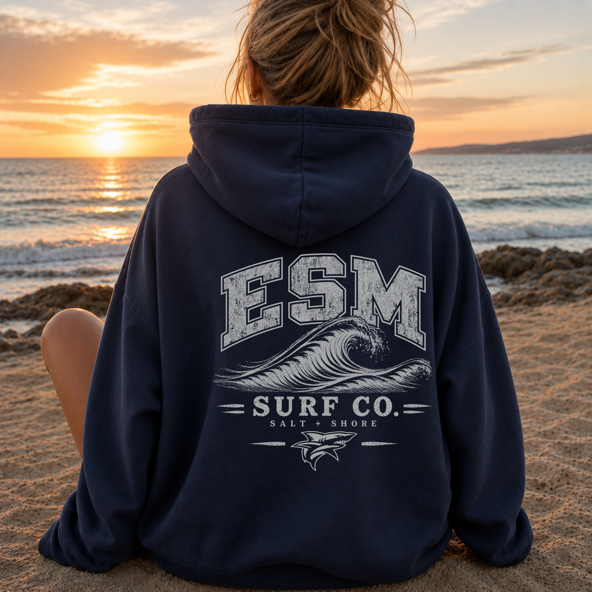 ESM Surf Co. – Classic Cotton – Navy | ESM Sharks | Salt + Shore