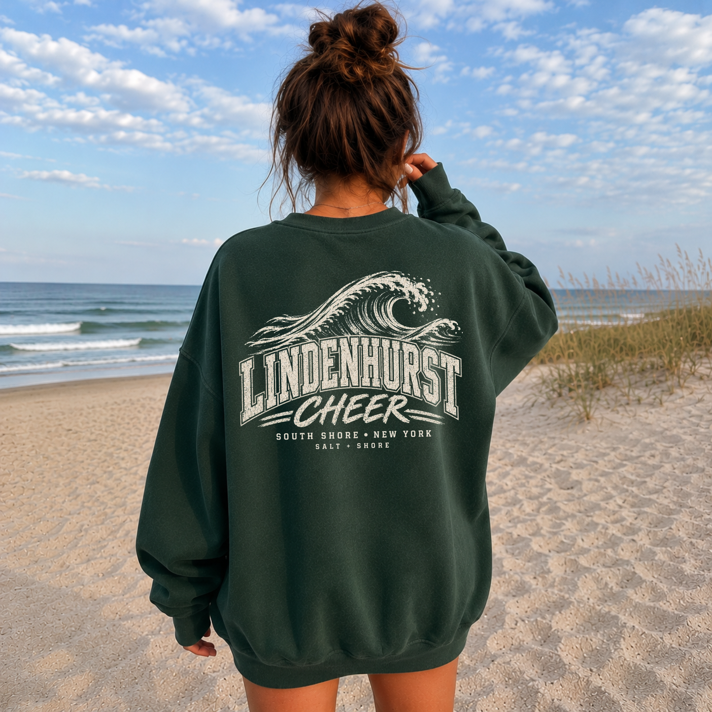 Lindenhurst Cheer Wave – Premium Garment-Dyed – Coastal Pine| Lindenhurst Cheer | Salt + Shore