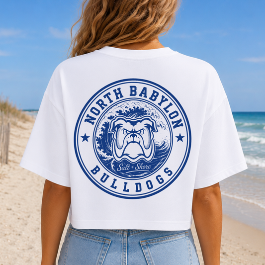 North Babylon Bulldogs Tide – Premium Garment-Dyed – Washed White | North Babylon Cheer | Salt + Shore